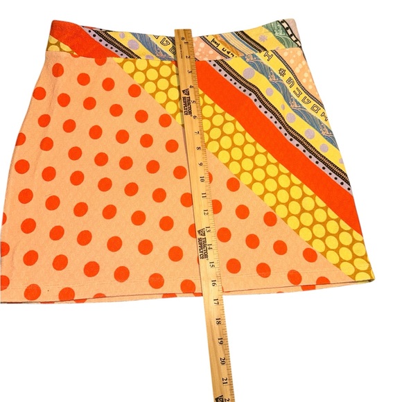 FARM RIO KNIT MINI SKIRT in Orange Motif Anthropologie size Sz med‎ Petite - Picture 7 of 10